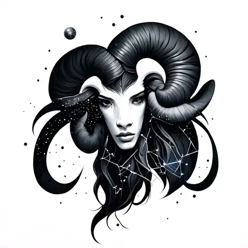 Aries And Aquarius Constellation Intertwined