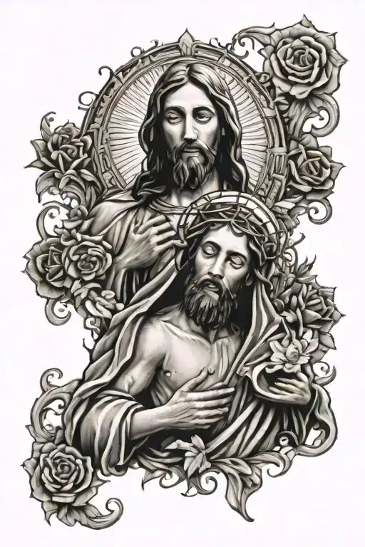 Jesus Christ And Mother Mary Surrounded