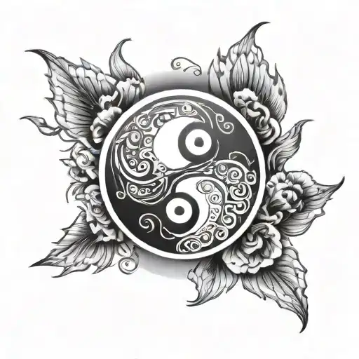 Yin Yang With Letter A And Sun