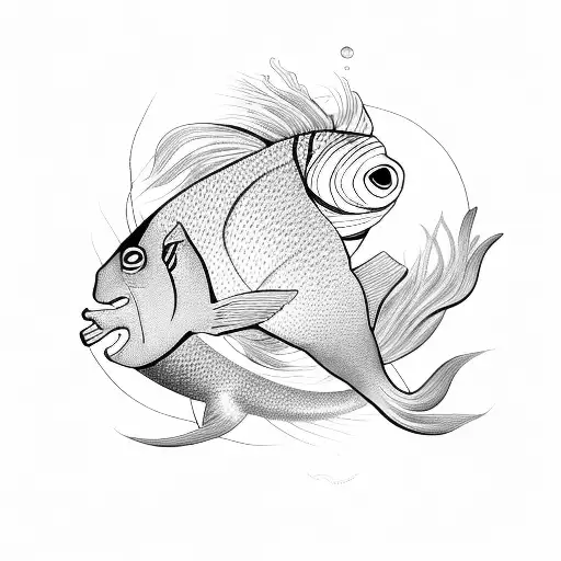 Pisces Fish Swimming Around Leo Lion