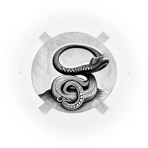 Tattoo Of A Snake Attacking A Female Hand With Rings On Acrylic Nails