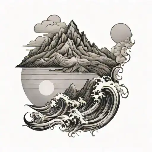 Ocean Waves And Mountains