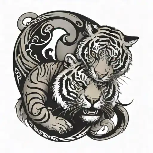 Tiger And Ox Yin Yang Symbol Formed