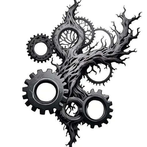 Yggdrasil And Gears Intertwined