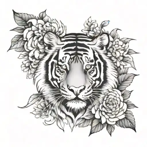Tiger Head And Chrysanthemum Flower Blooming