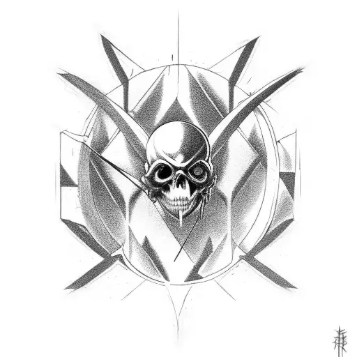 Combine Dark Evil Art With Philosophical Symbols In A Black-grey