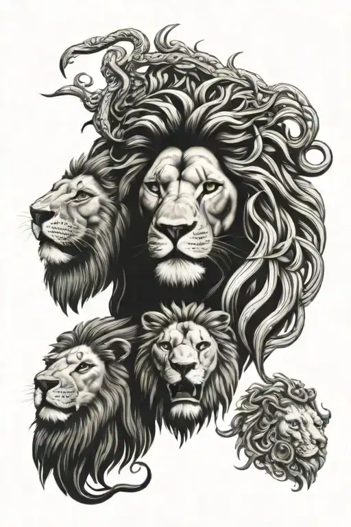 Medusa Head And Lion