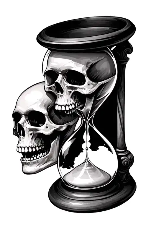 Hourglass Filled With Death Skulls Facing Each Other