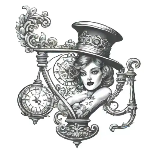 Aces High Hour Glass Female Tattoo Design