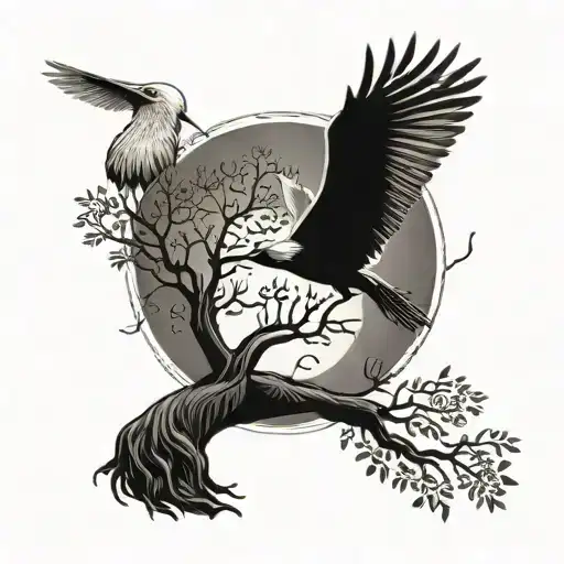Tree Of Life And Stork