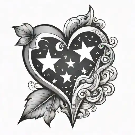 Piece Of Heart And A Star In Sky