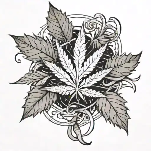 Ny Logo Setting Ontop Of Weed Leaf Intertwined