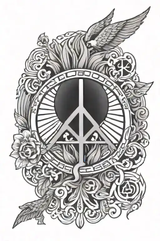 Peace Symbol With Momento Mori Written