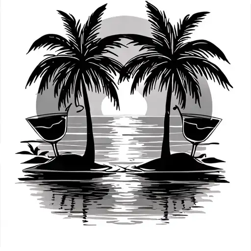 4 Palm Trees Sunset Cocktails