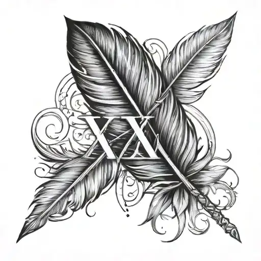 Xv Roman Numeral And Xii With Feather