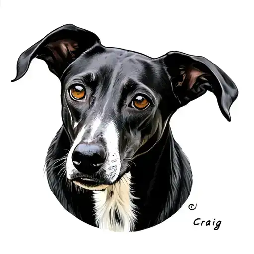 3 Legged Black Greyhound With White Chest And Grey Face Called Craig