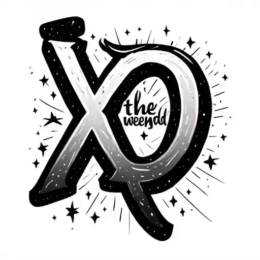 The Weeknd Xo Logo With Stargirl Under It In A Cursive Font With Little Sparkles