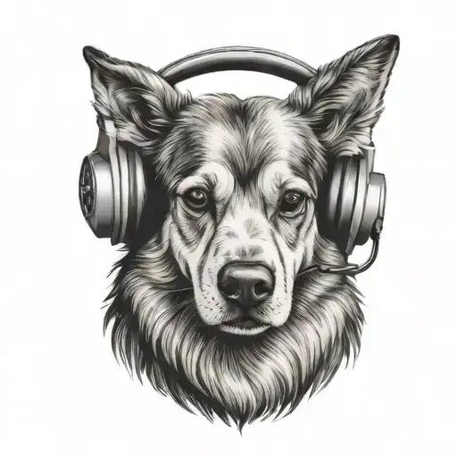 A Dog Wearing Headphones Listening To Music