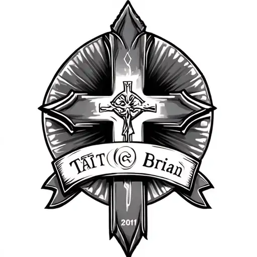 A Tattoo In Memory Of My Dad Named Brian With The Year 2011 And A Cross