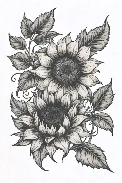 Text And Sunflower Tattoo Design Combining