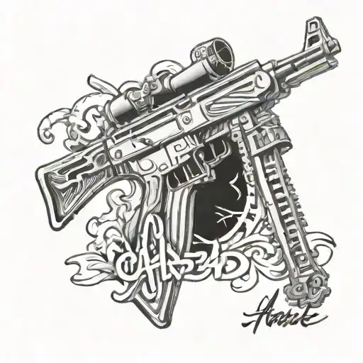 Inscription Naosadok With Ak 47 Machine Gun