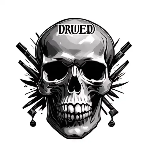 Skull With The Word Drueed