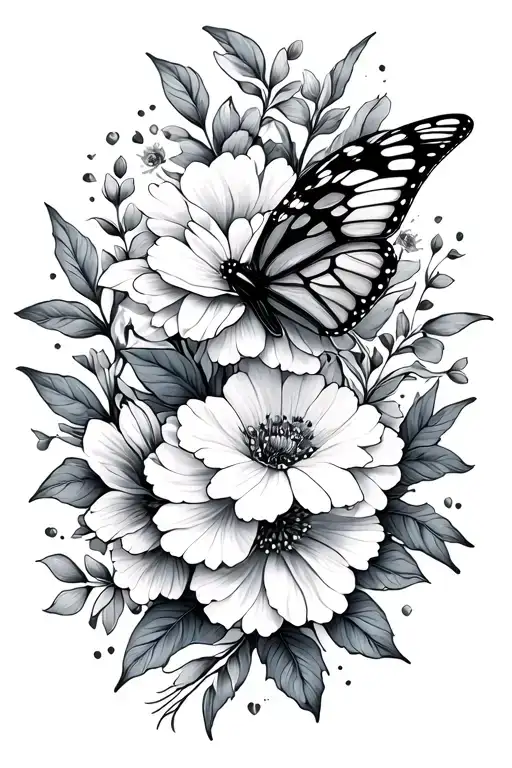 Floral With Butterfly Resting