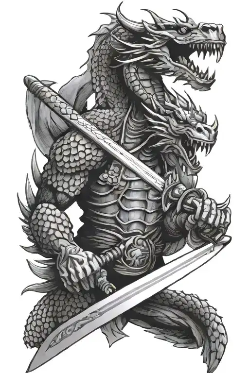 Samurai Sword And Dragon