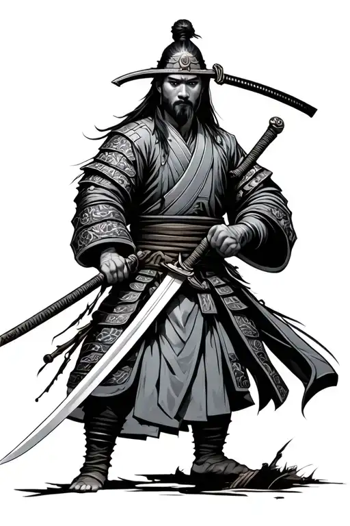 Samurai Swordsman Holding A Dagger