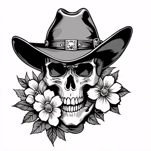 Cowboy Skull Biting Flower