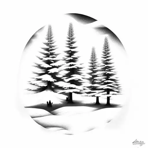 Shawdow Pine Tree Forest