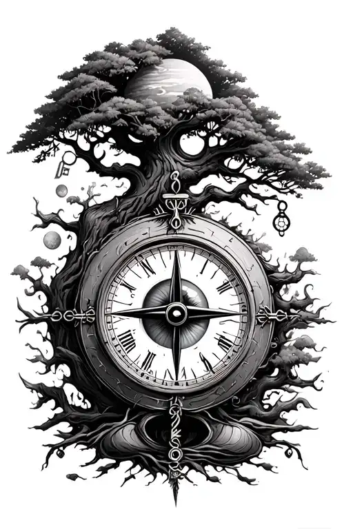 Clock Compass Eye Key Tree Planet Son