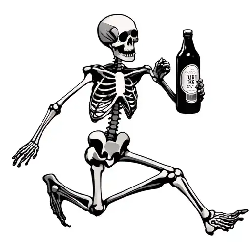 Simple Skeleton Running Holding Bottle