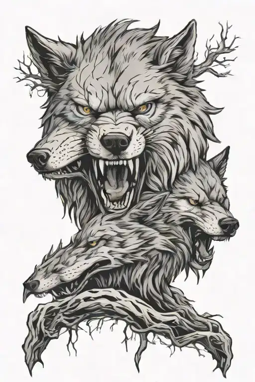 Tree Wolves Face Angry