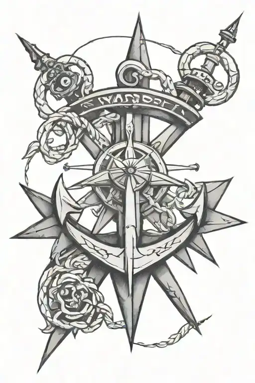 Spartan Anchor With Compass Rose