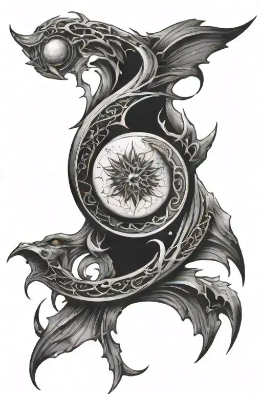 Spine Tatto Design Triple Moon Symbol