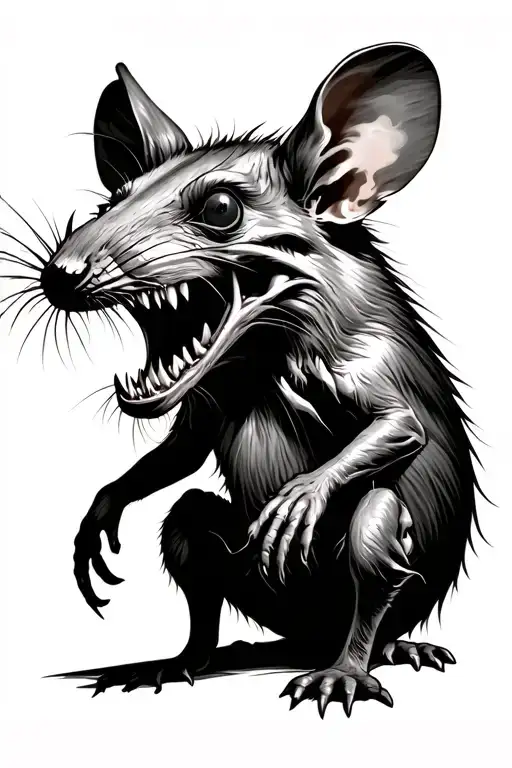 Evil Zombie Rat With Big Teeth And Flaming Eyes Fore Arm