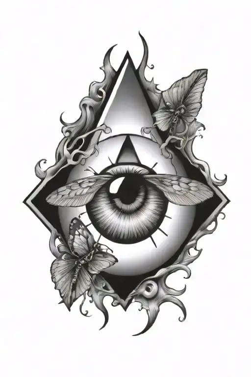 An Eye And A Moth Fusion Design Combining Elements