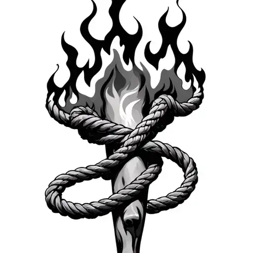 Rope Wrapping Around Leg With Fire