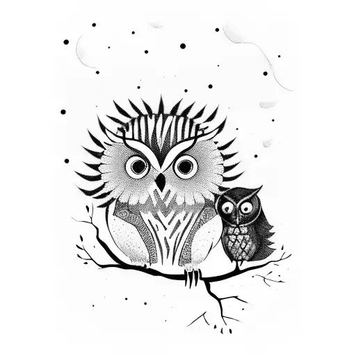 Forest At Night With Small Owl