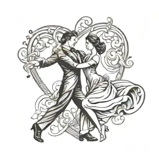 Heart Couple Ballroom Dance Line