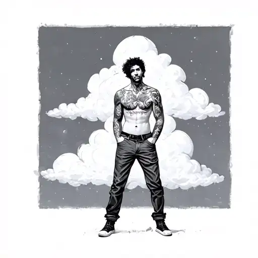 Cloud Shaped Person Wearing Trousers