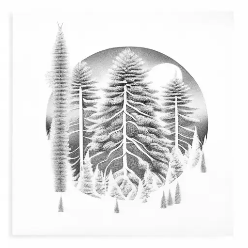 Shawdow Pine Tree Forest