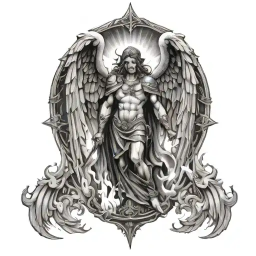 Arch Angel Micheal The Archangel Fire Flames