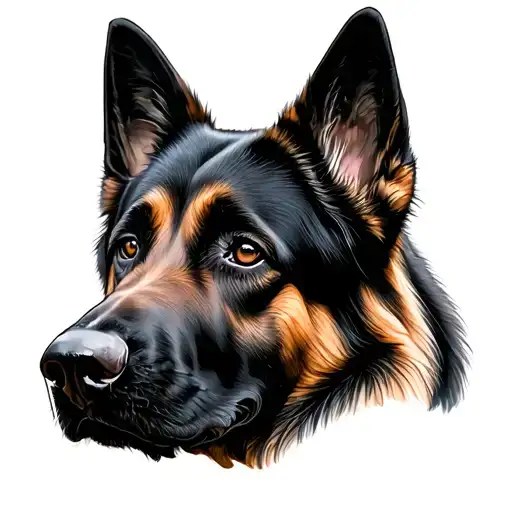 All Black German Shepherd Head