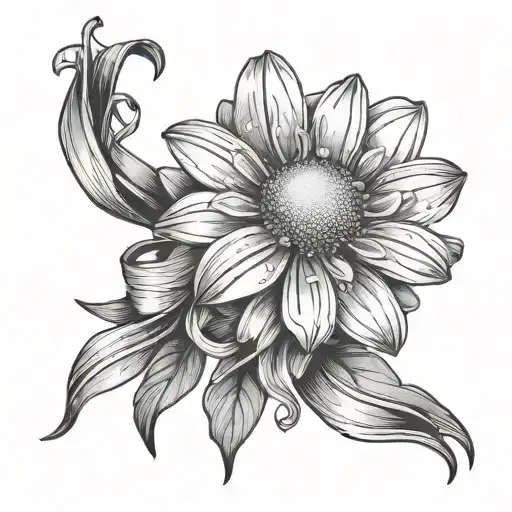 Daisy Flower Wrapped With Ribbon