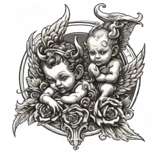 Cherub Angel And Devil Horns