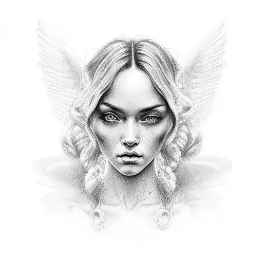 Retrato Con Silueta De Angel