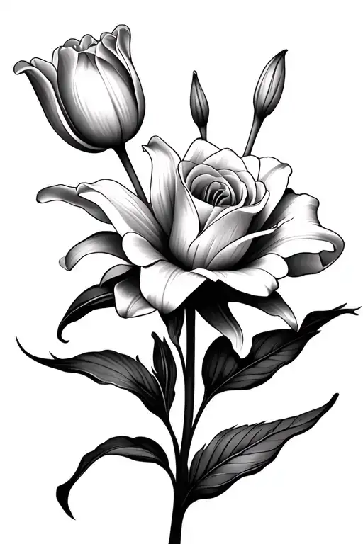 Lily Rose And Tulip Flower