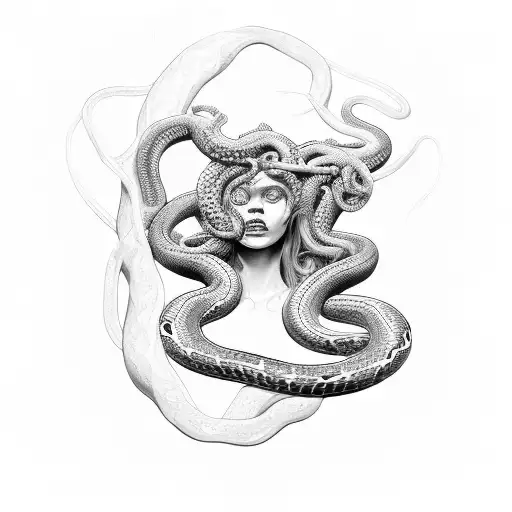 Medusa With One Big Snake And Broken Face
